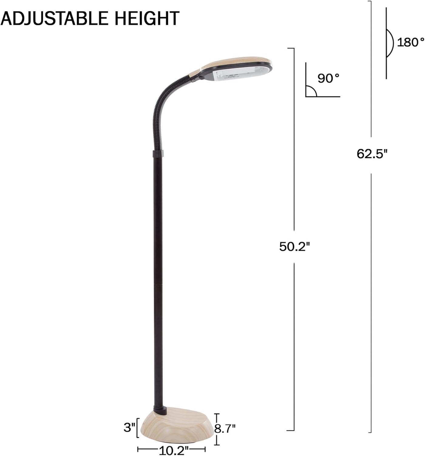 imageLavish Home Adjustable Floor Lamp for Bedroom with Bendable Neck Full Spectrum Natural Sunlight Lamp for Office and Living Room Reading Craft and Esthetician Light Light Woodgrain