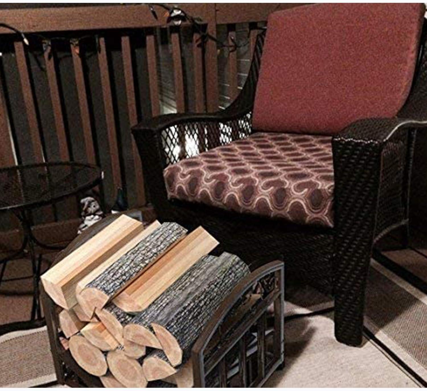 imageLavish Home Firewood Rack Holder with Decorative Scroll Design Indoor and Outdoor Metal Log Storage Bin for Fireplace Firepit and Wood Stove Brown