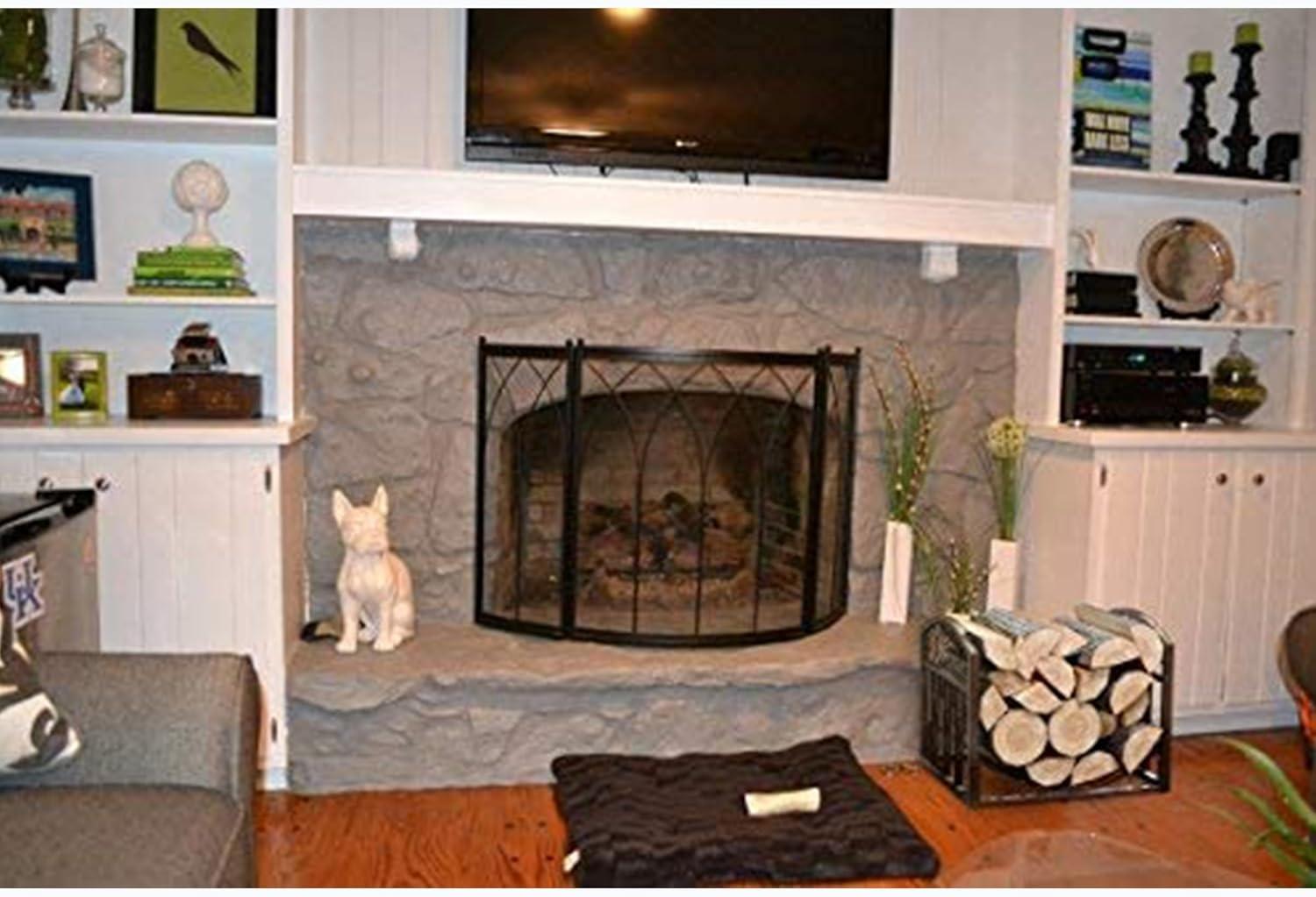 imageLavish Home Firewood Rack Holder with Decorative Scroll Design Indoor and Outdoor Metal Log Storage Bin for Fireplace Firepit and Wood Stove Brown