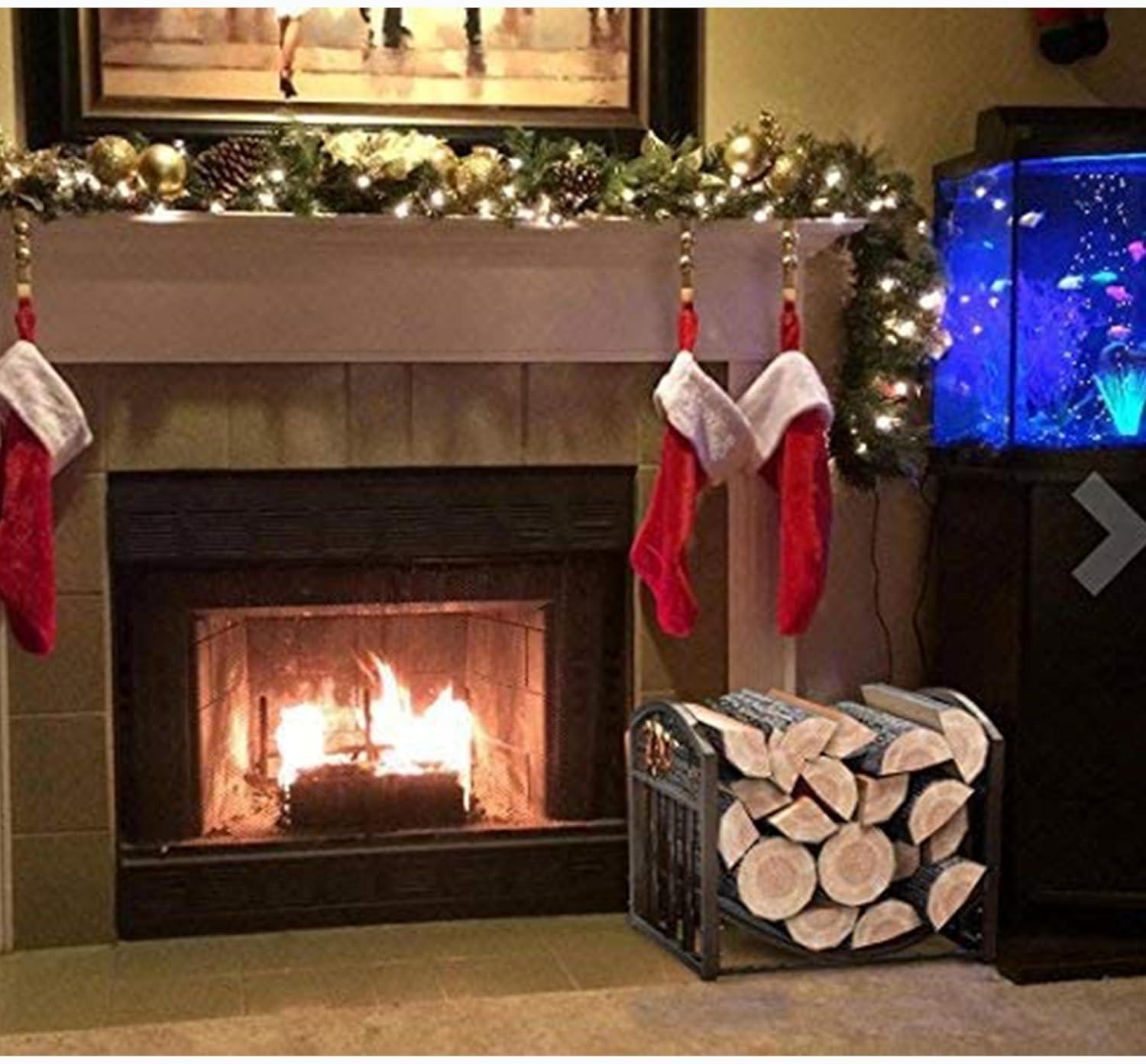 imageLavish Home Firewood Rack Holder with Decorative Scroll Design Indoor and Outdoor Metal Log Storage Bin for Fireplace Firepit and Wood Stove Brown