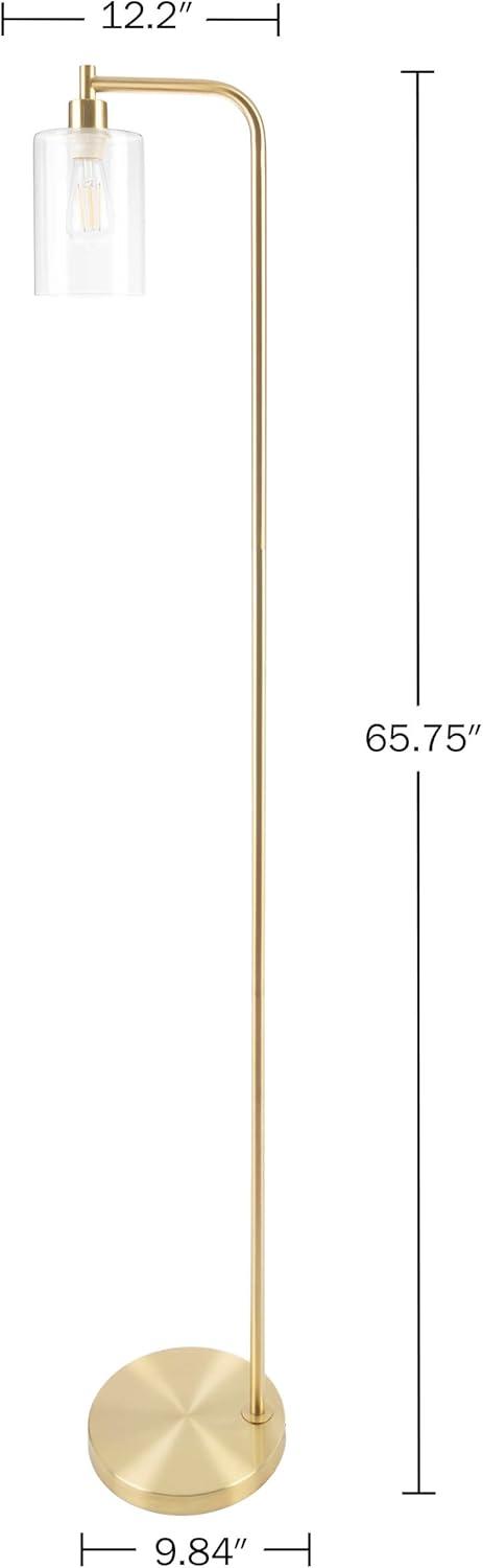 imageLavish Home Floor Lamp 65InchTall Modern Floor Lamp with Glass Shade and LED Edison Bulb Bedroom Home Office or Living Room Decor GoldGold