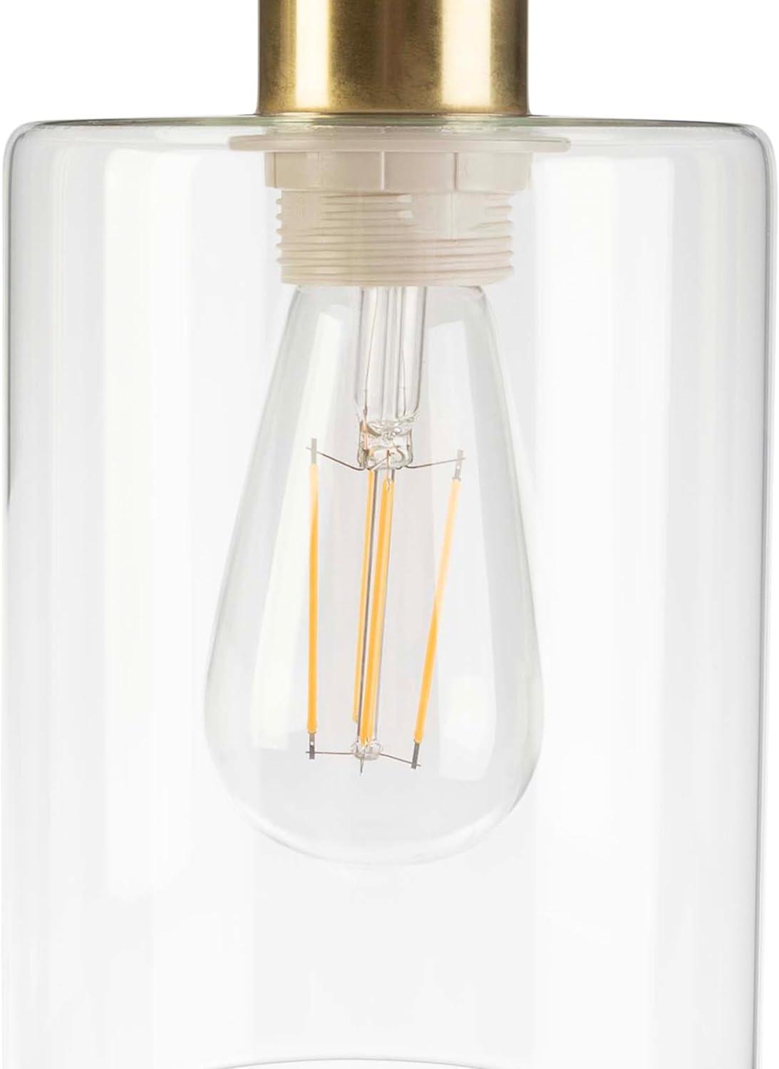 imageLavish Home Floor Lamp 65InchTall Modern Floor Lamp with Glass Shade and LED Edison Bulb Bedroom Home Office or Living Room Decor GoldGold