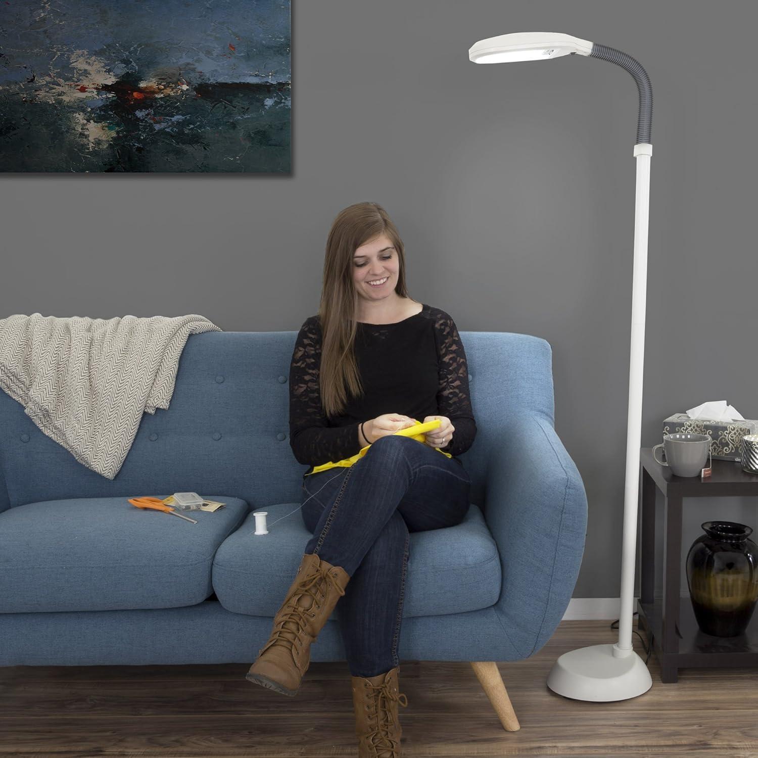 imageLavish Home Floor Lamp Full Spectrum Natural Sunlight Lamp with Bendable Neck Reading Craft Studying and Esthetician Light Beige