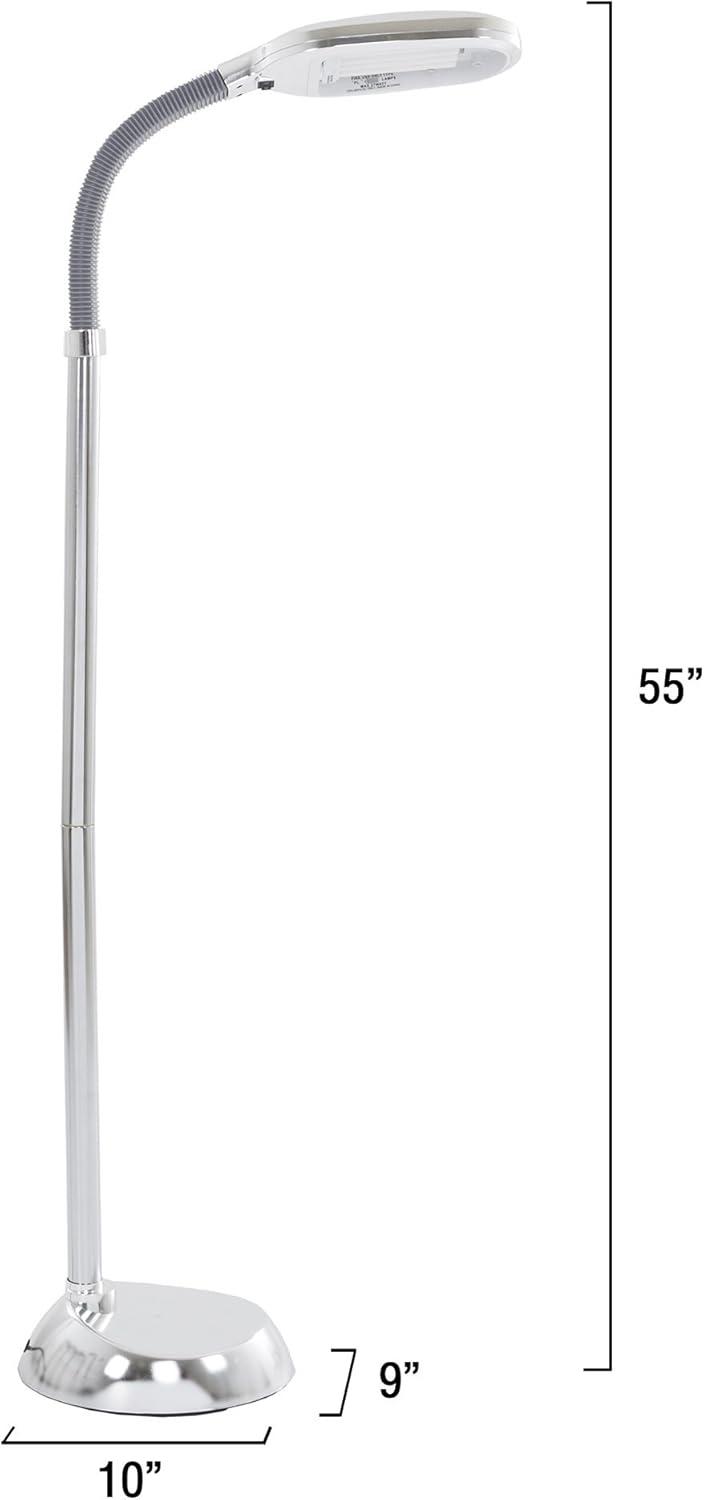 imageLavish Home Floor Lamp Full Spectrum Natural Sunlight Lamp with Bendable Neck Reading Craft Studying and Esthetician Light ChromeMetallic Silver