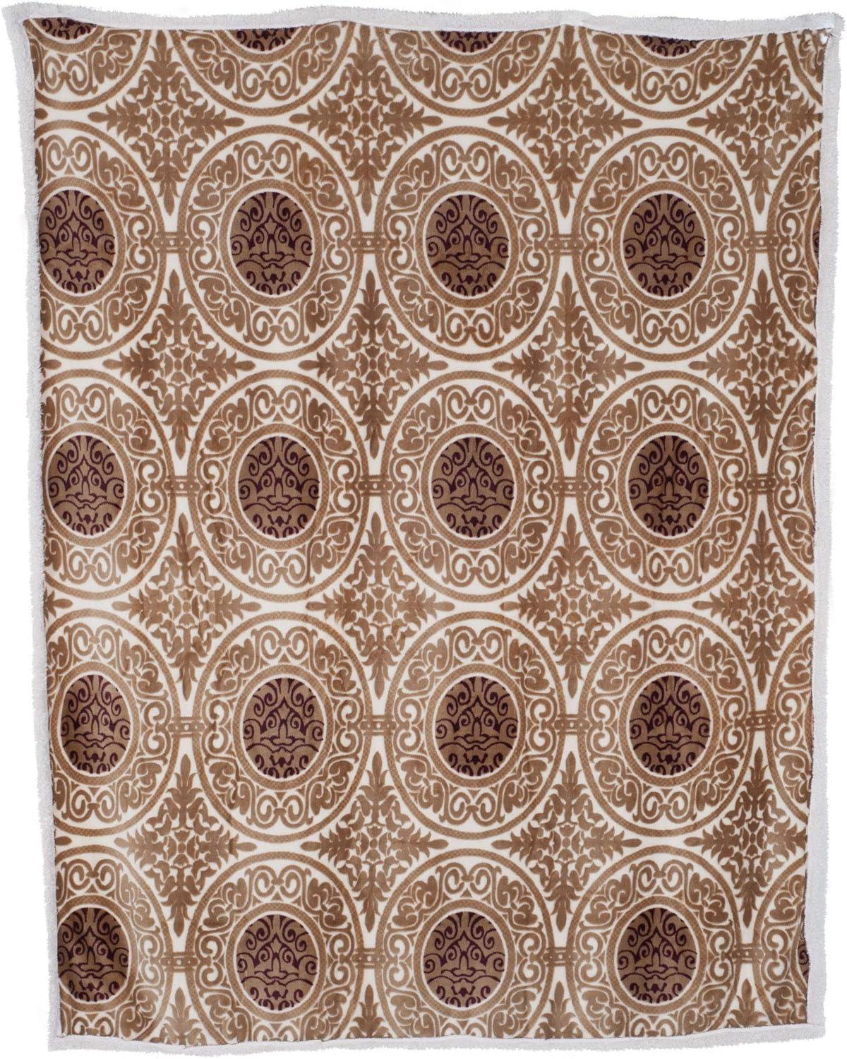 imageLavish Home Printed Coral Soft Fleece Sherpa Throw Blanket BlueBrown