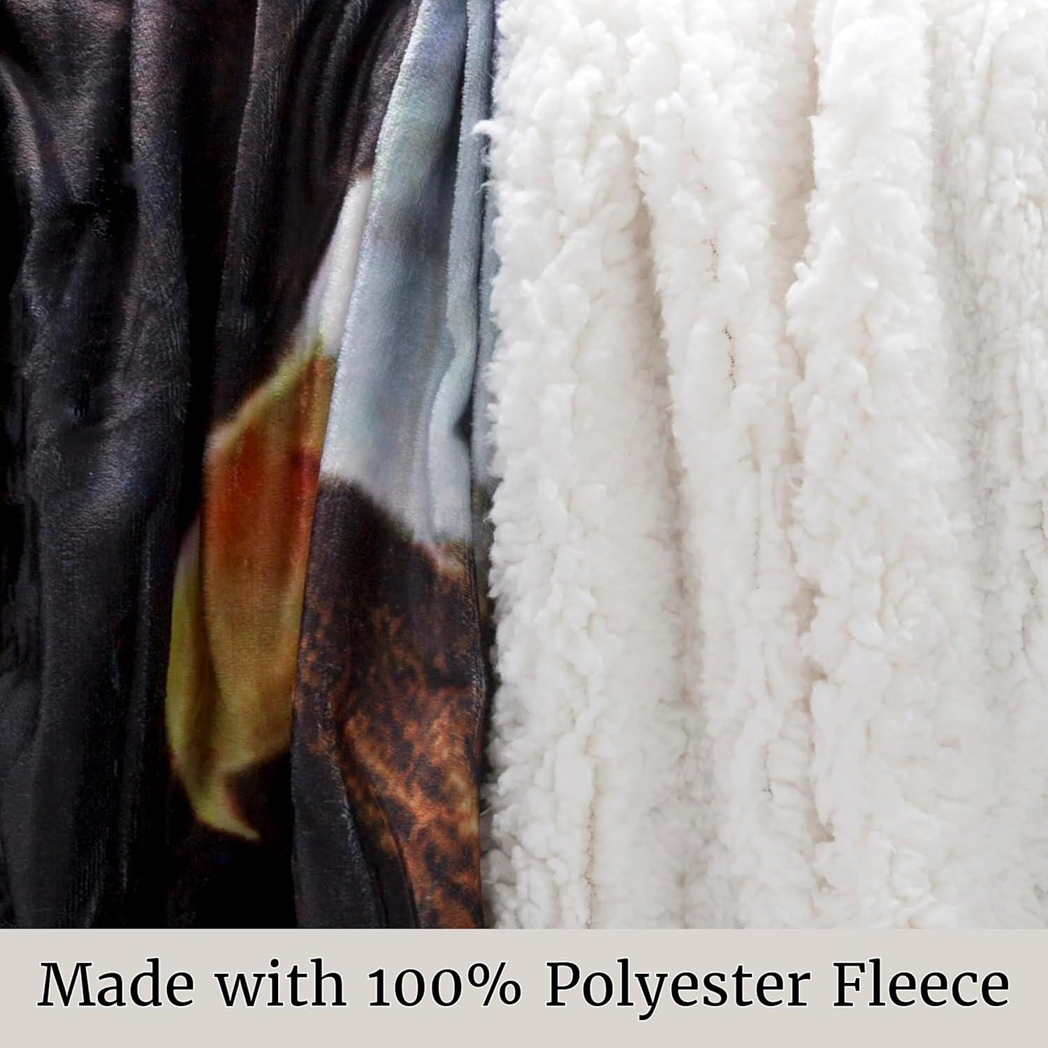 imageLavish Home Sherpa Fleece Throw Blanket American Flag Bald Eagle Print Lightweight Hypoallergenic Bed Couch Plush Blanket for Adults and Kids
