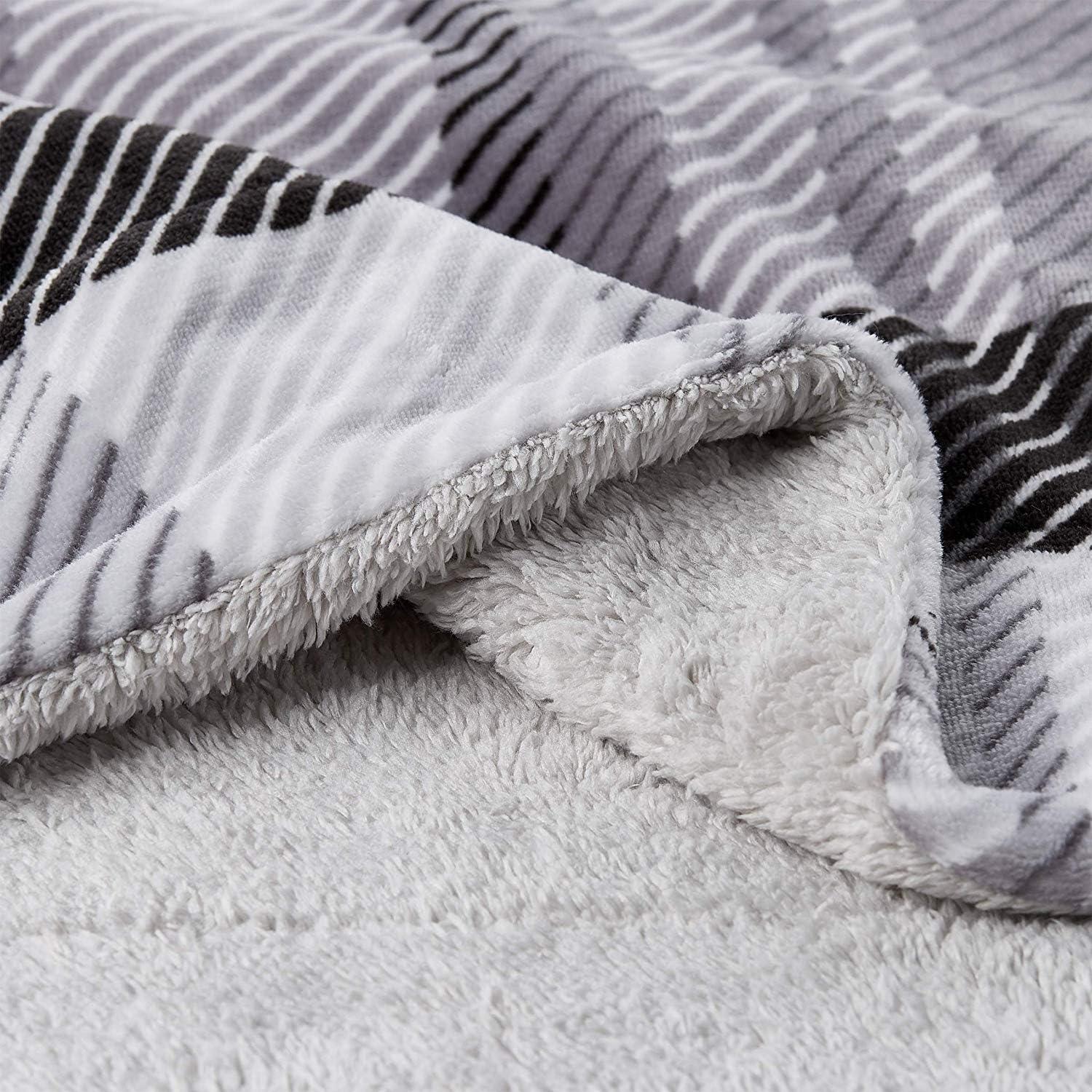 imagePoly Fleece Sherpa Throw Oversized Plush Woven Polyester Couch Blanket Breathable and Machine Washable by Lavish Home PinkPurple PlaidPhantom