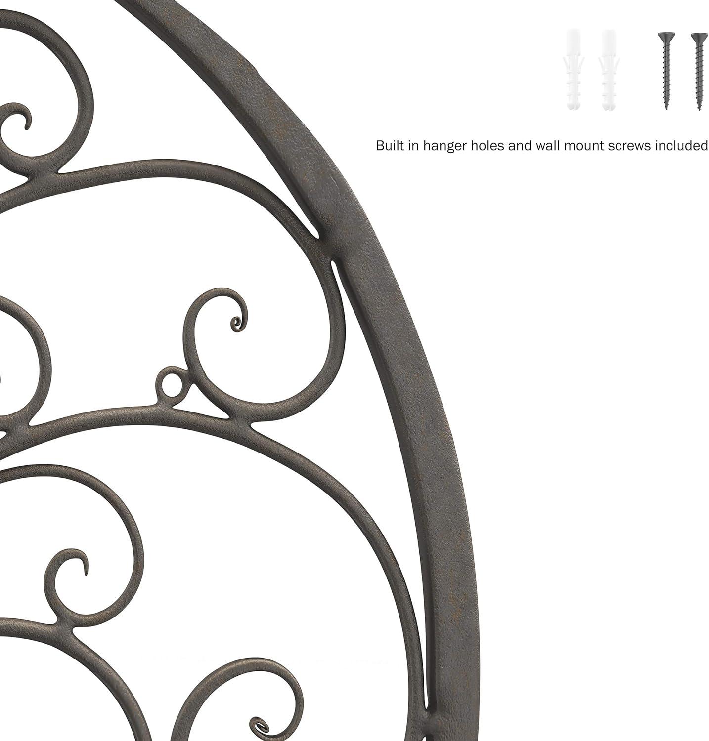 imageWall Dcor Iron Metal Tree of Life Modern Wall Sculpture Art Round for Living Room Bedroom or Kitchen by Lavish Home Brown