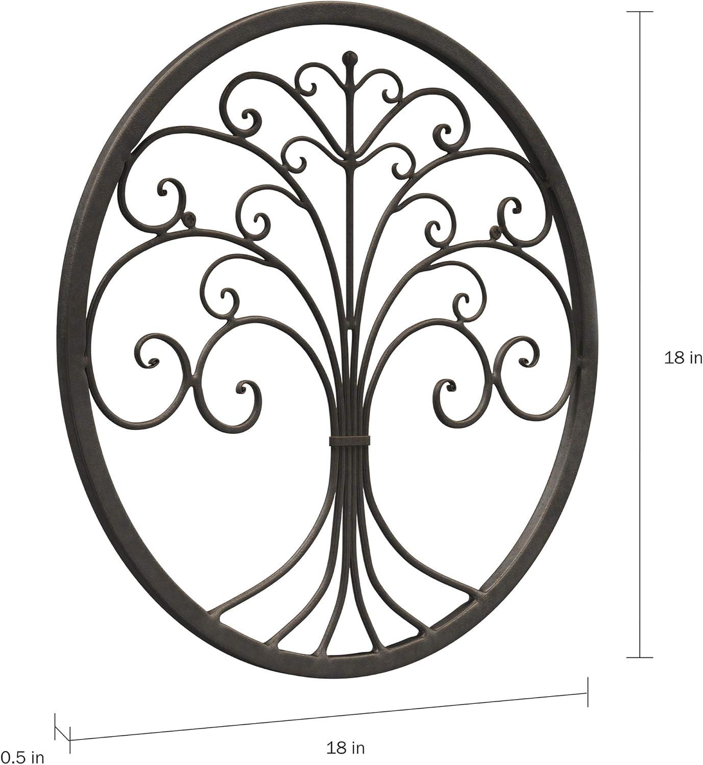 imageWall Dcor Iron Metal Tree of Life Modern Wall Sculpture Art Round for Living Room Bedroom or Kitchen by Lavish Home Brown