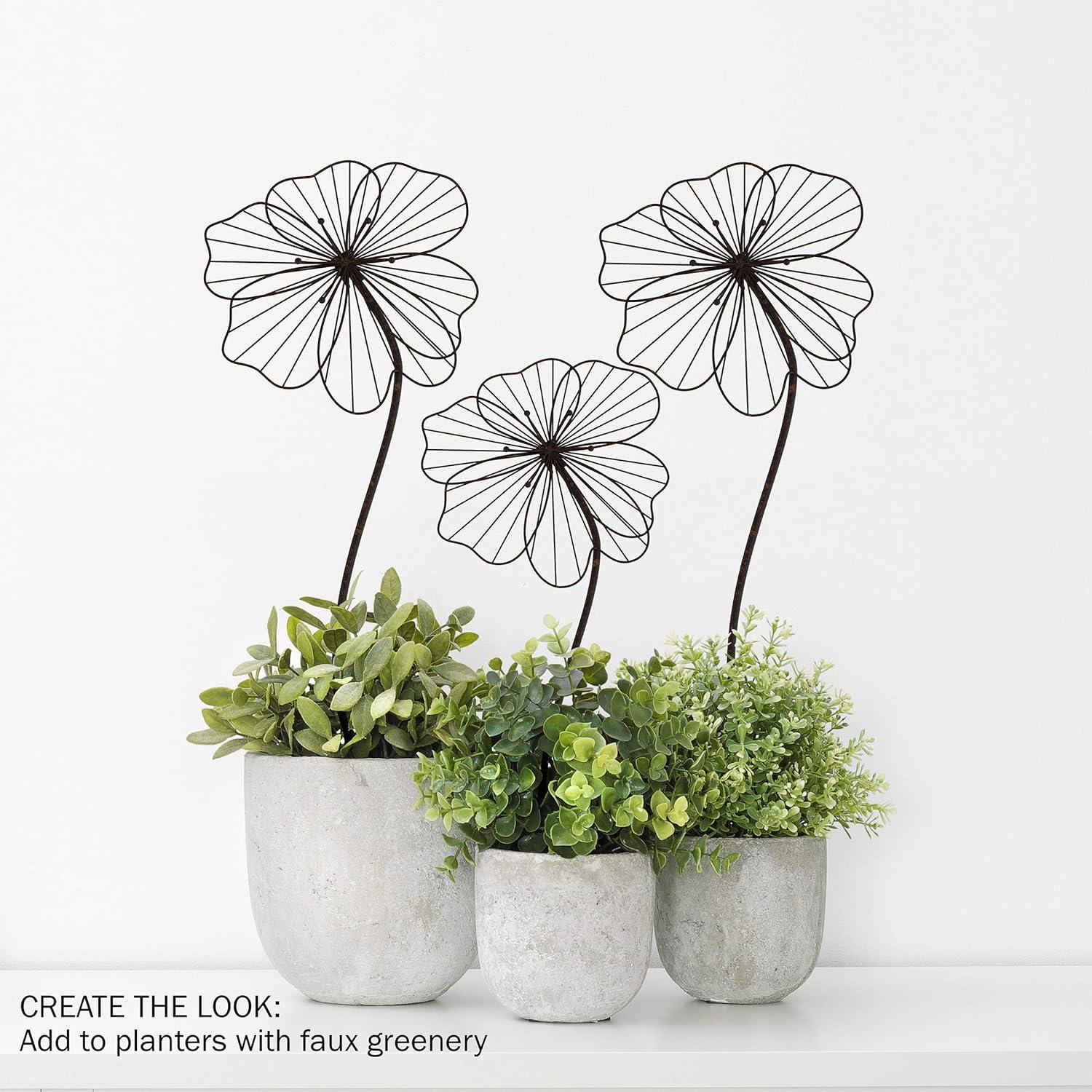 imageWall Decor Metal Layered Wire Flower Sculpture Contemporary Hanging Accent for Living Room Bedroom Entryway or Kitchen by Lavish Home Brown
