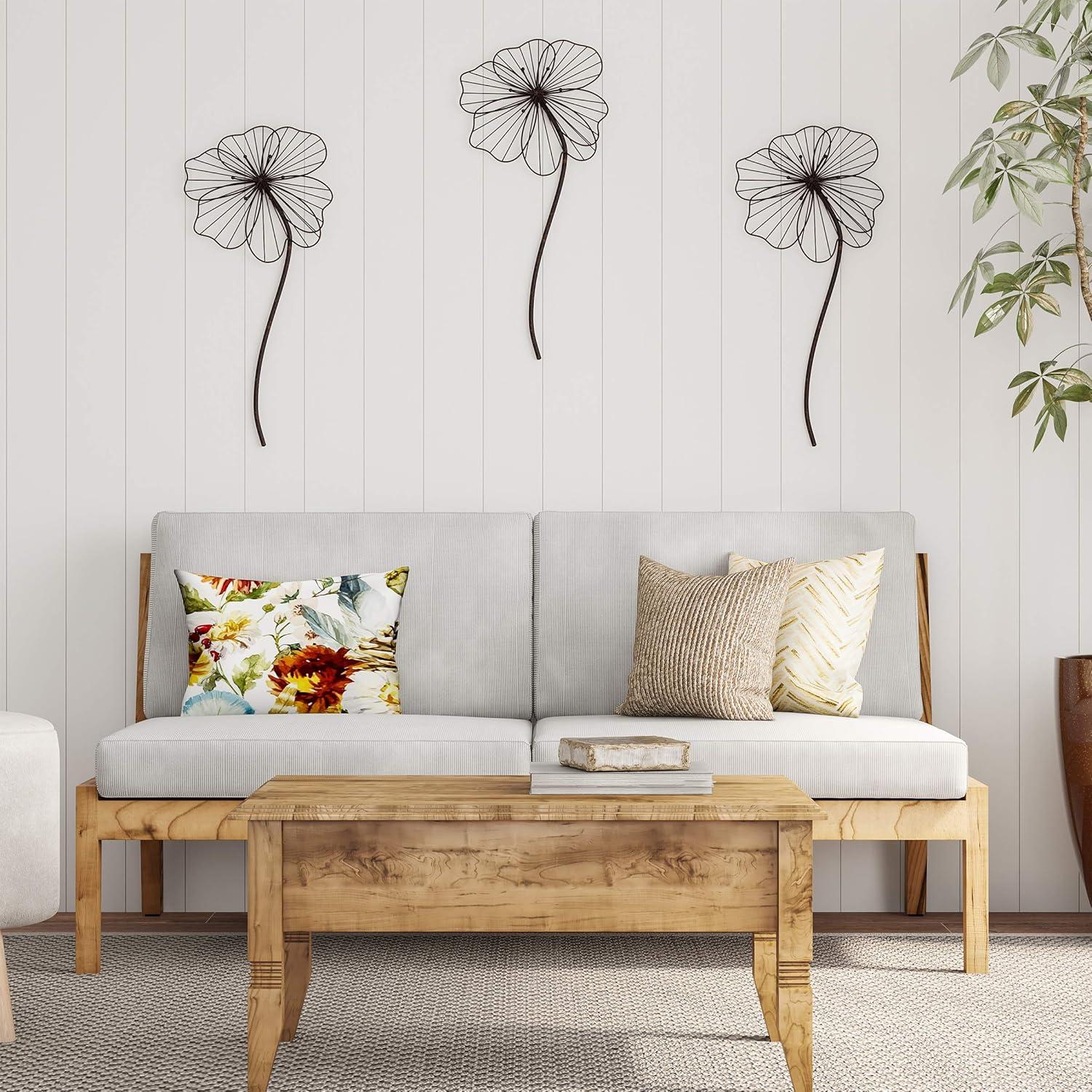 imageWall Decor Metal Layered Wire Flower Sculpture Contemporary Hanging Accent for Living Room Bedroom Entryway or Kitchen by Lavish Home Brown