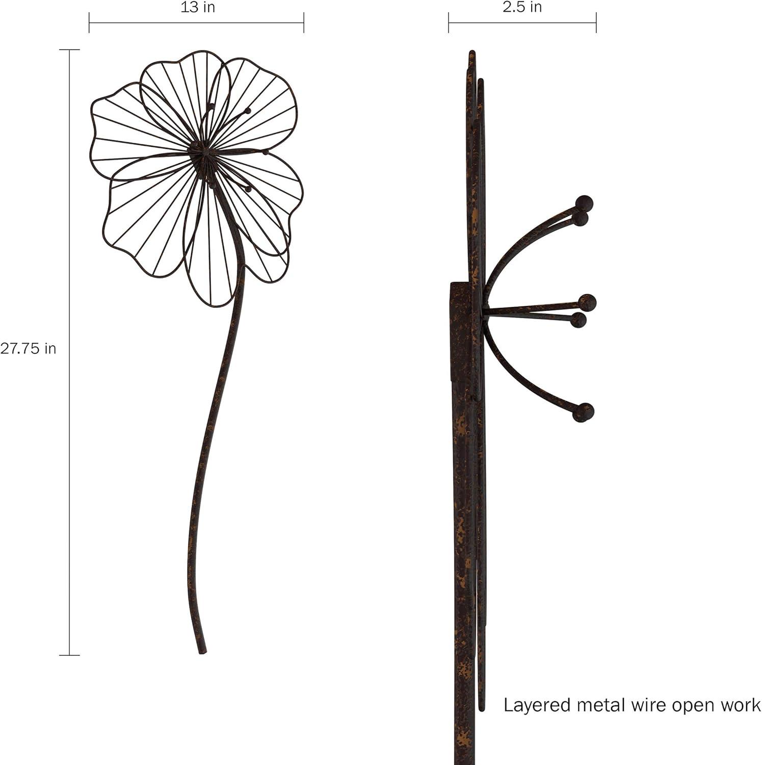 imageWall Decor Metal Layered Wire Flower Sculpture Contemporary Hanging Accent for Living Room Bedroom Entryway or Kitchen by Lavish Home Brown