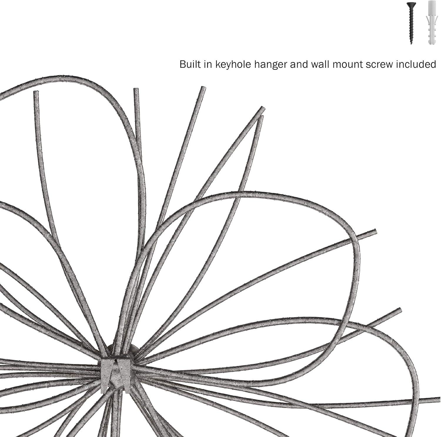 imageWall Decor Metallic Layered Wire Flower Sculpture Contemporary Hanging Accent for Living Room Bedroom or Kitchen by Lavish Home SilverGold