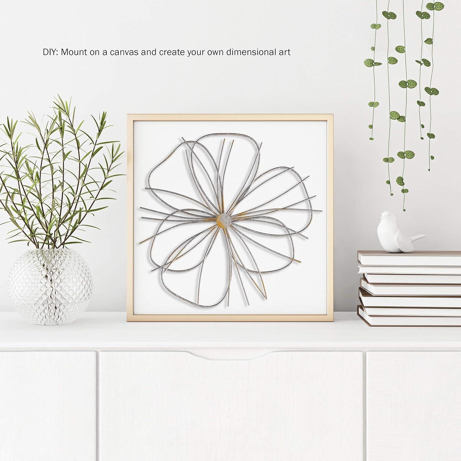 imageWall Decor Metallic Layered Wire Flower Sculpture Contemporary Hanging Accent for Living Room Bedroom or Kitchen by Lavish Home SilverGold
