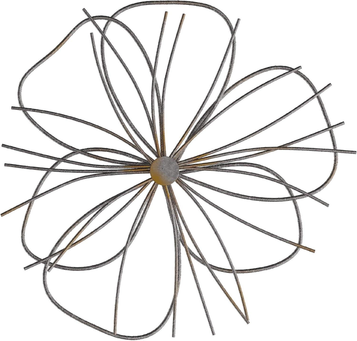 imageWall Decor Metallic Layered Wire Flower Sculpture Contemporary Hanging Accent for Living Room Bedroom or Kitchen by Lavish Home SilverGold