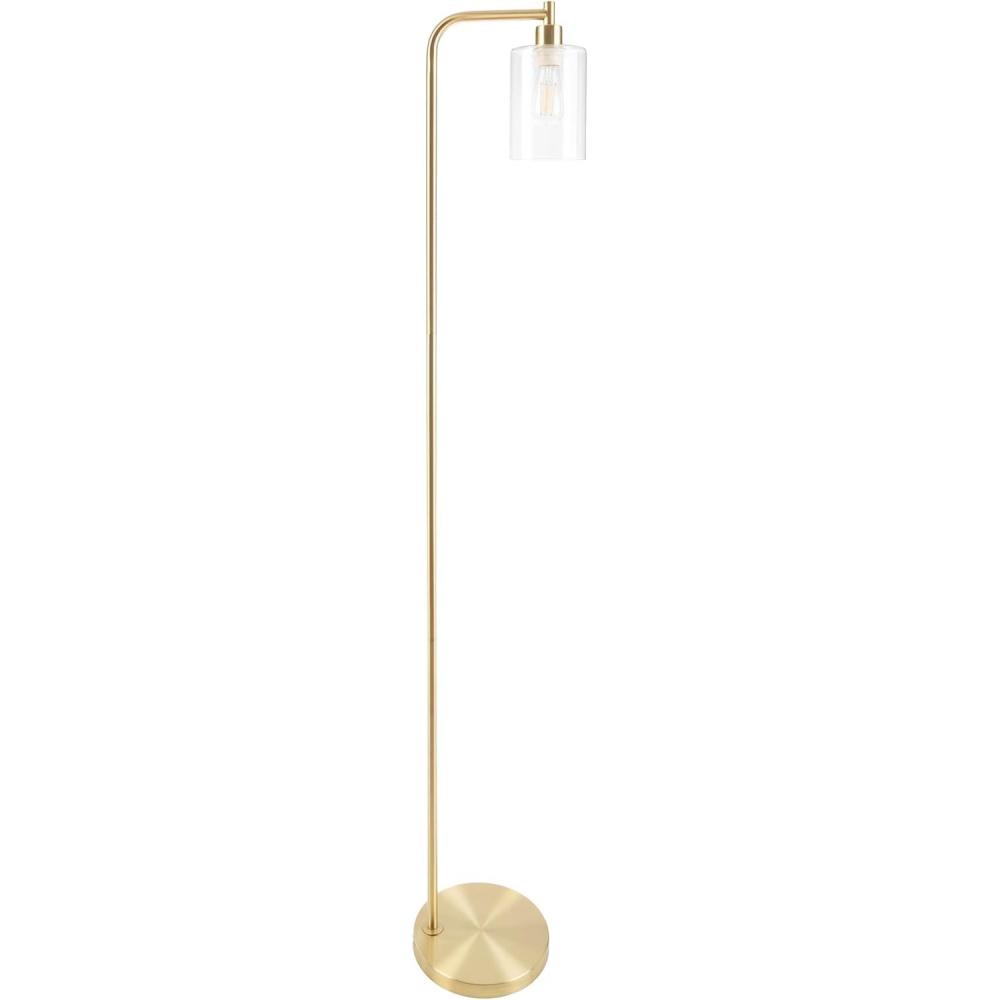 imageLavish Home Floor Lamp 65InchTall Modern Floor Lamp with Glass Shade and LED Edison Bulb Bedroom Home Office or Living Room Decor GoldGold