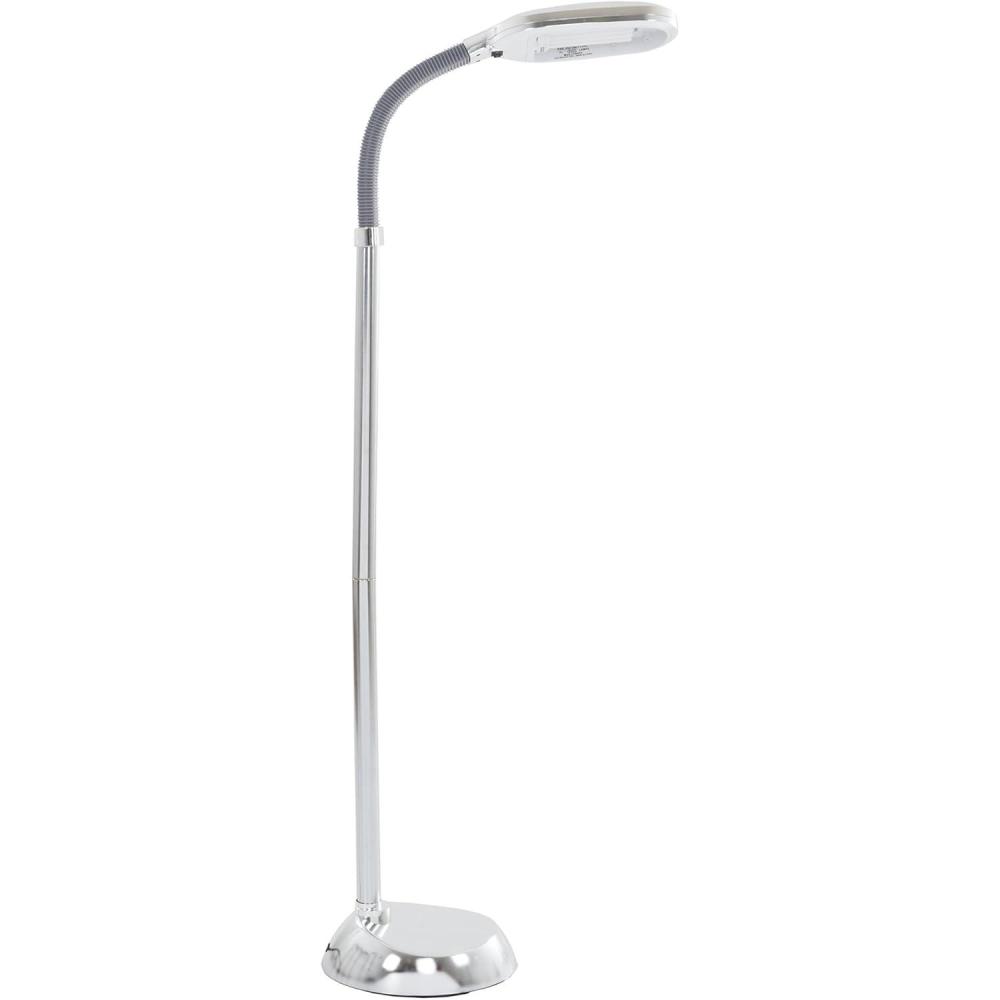 imageLavish Home Floor Lamp Full Spectrum Natural Sunlight Lamp with Bendable Neck Reading Craft Studying and Esthetician Light ChromeMetallic Silver