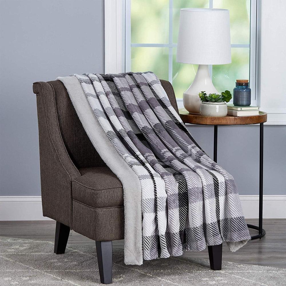 imagePoly Fleece Sherpa Throw  Oversized Plush Woven Polyester Couch Blanket  Breathable and Machine Washable by Lavish Home PinkPurple PlaidPhantom
