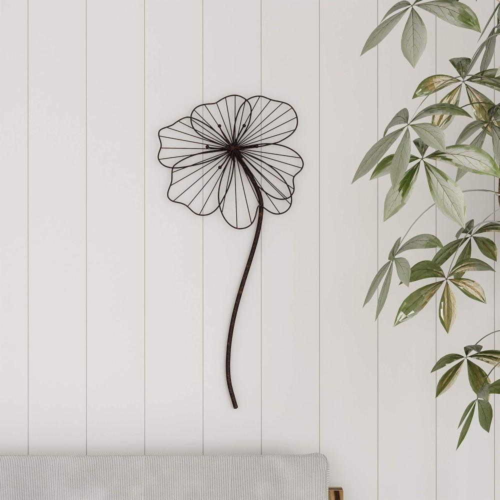 imageWall Decor Metal Layered Wire Flower Sculpture Contemporary Hanging Accent for Living Room Bedroom Entryway or Kitchen by Lavish Home Brown