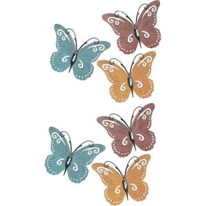 Butterfly Metal Wall Art 3-Piece-Set – Hand Painted Decorative 3D Butterflies for Rustic Farmhouse Office or Home Decor by Lavish Home(6-Piece)