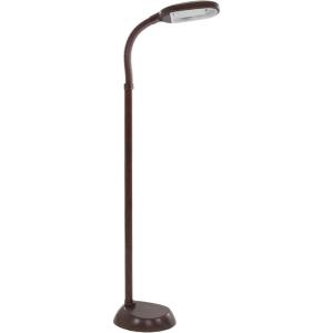 Lavish Home Adjustable Floor Lamp – Full Spectrum Natural Sunlight Lamp and Bendable Neck – Reading, Crafting, Esthetician Floor Light (Woodgrain)