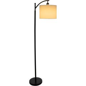 Lavish Home Floor Lamp – 63-Inch-Tall Modern Floor Lamp with Linen Shade and LED Bulb for Bedroom, Home Office, or Living Room Décor (Black)