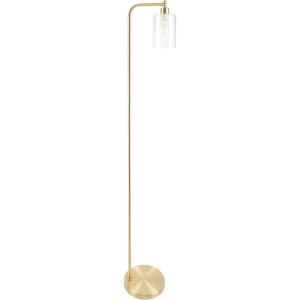 Lavish Home Floor Lamp – 65-Inch-Tall Modern Floor Lamp with Glass Shade and LED Edison Bulb – Bedroom, Home Office, or Living Room Decor (Gold)(Gold)