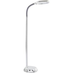 Lavish Home Floor Lamp – Full Spectrum Natural Sunlight Lamp with Bendable Neck – Reading, Craft, Studying, and Esthetician Light (Chrome)(Metallic Silver)