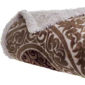 Lavish Home Printed Coral Soft Fleece Sherpa Throw Blanket, Blue(Brown)