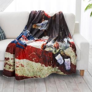 Lavish Home Sherpa Fleece Throw Blanket – American Flag Bald Eagle Print, Lightweight Hypoallergenic Bed Couch Plush Blanket for Adults and Kids