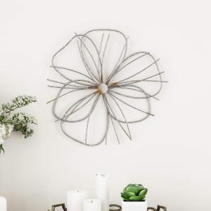 Wall Decor – Metallic Layered Wire Flower Sculpture – Contemporary Hanging Accent for Living Room, Bedroom, or Kitchen by Lavish Home (Silver/Gold)