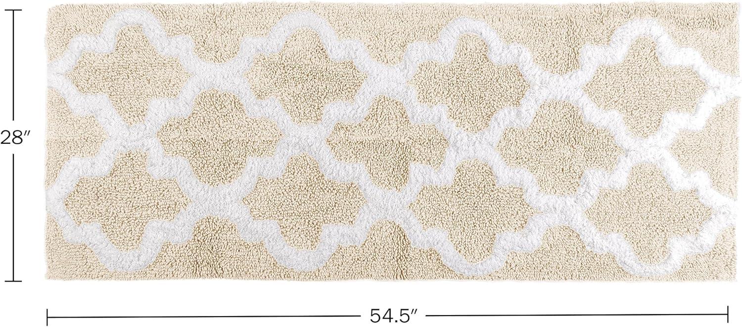 image100 Cotton Bathroom Rug 24x60Inch Bathmat with Trellis Pattern and NonSlip Base Machine Washable Bathroom Rugs by Lavish Home BlackBone