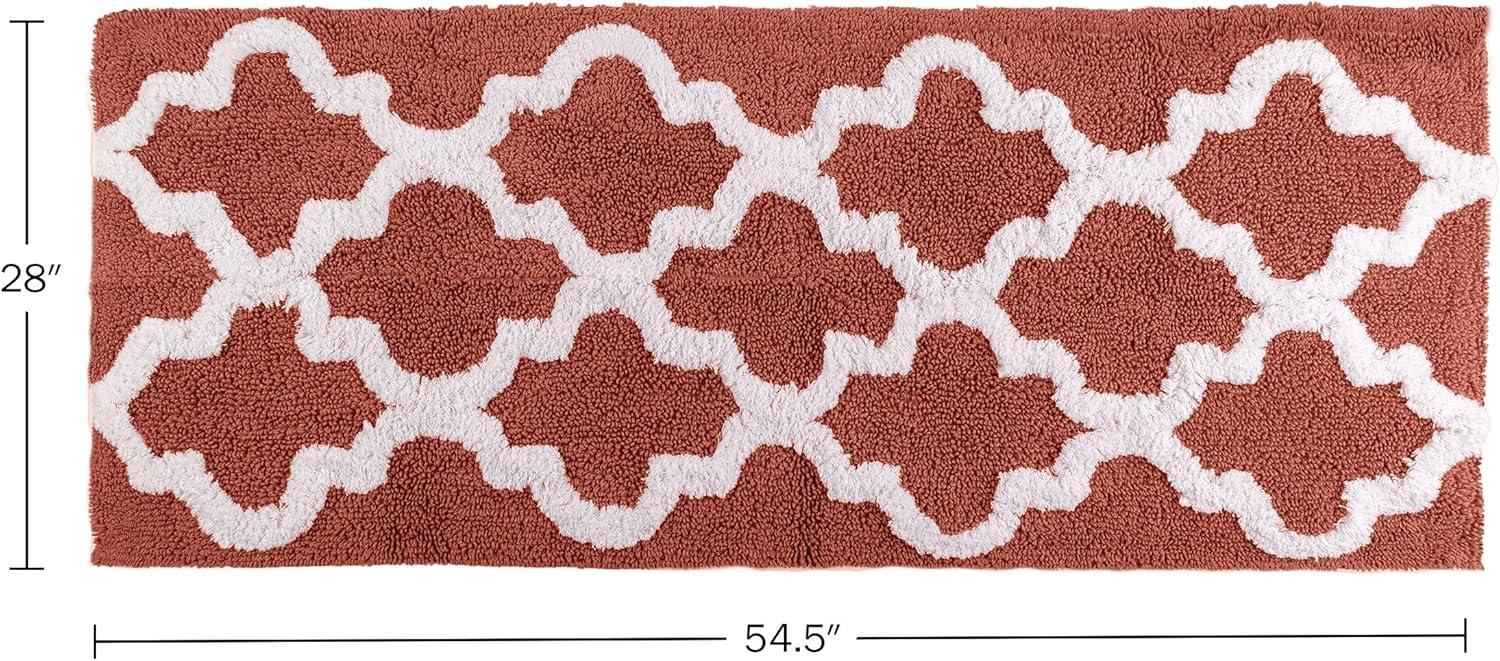 image100 Cotton Bathroom Rug 24x60Inch Bathmat with Trellis Pattern and NonSlip Base Machine Washable Bathroom Rugs by Lavish Home BlackBrick