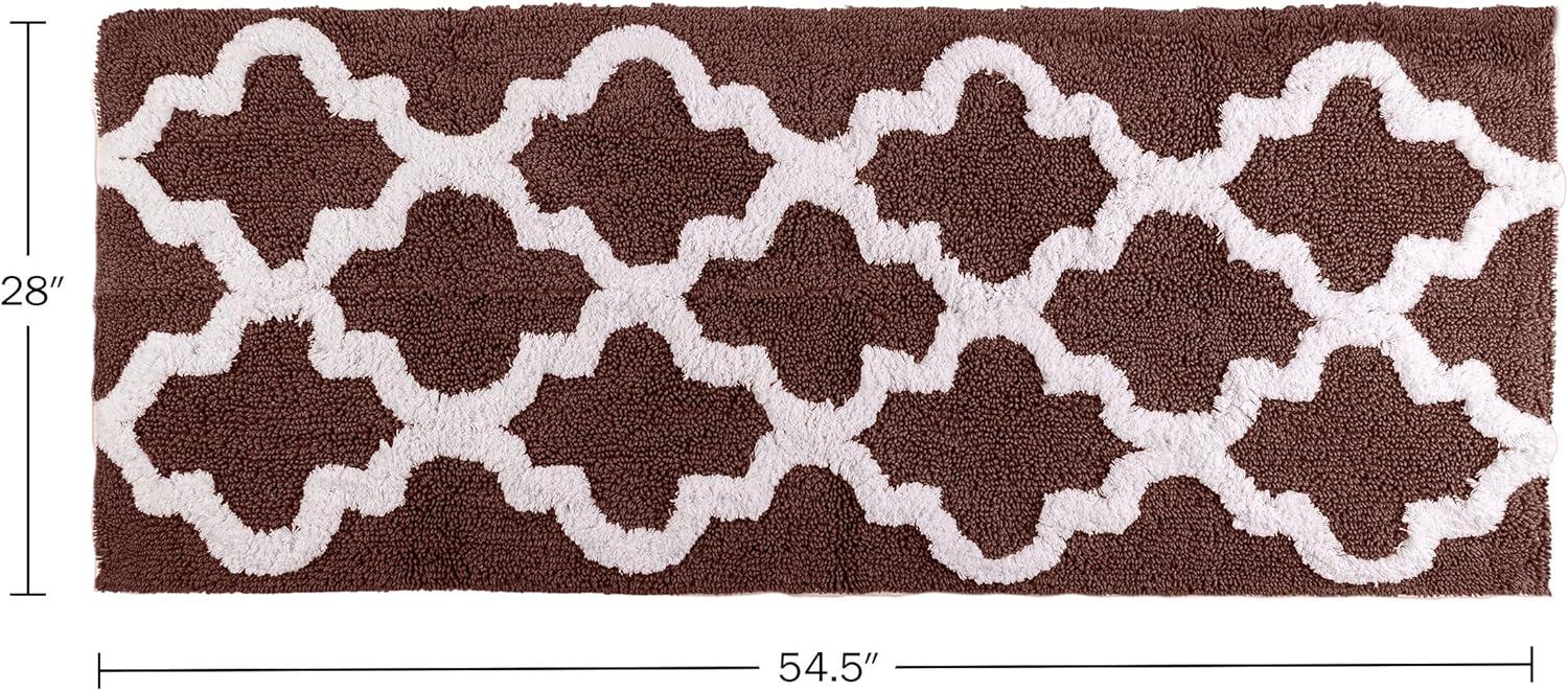 image100 Cotton Bathroom Rug 24x60Inch Bathmat with Trellis Pattern and NonSlip Base Machine Washable Bathroom Rugs by Lavish Home BlackChocolate