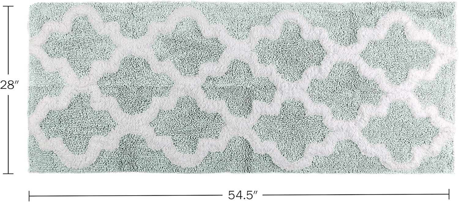 image100 Cotton Bathroom Rug 24x60Inch Bathmat with Trellis Pattern and NonSlip Base Machine Washable Bathroom Rugs by Lavish Home BlackSeafoam