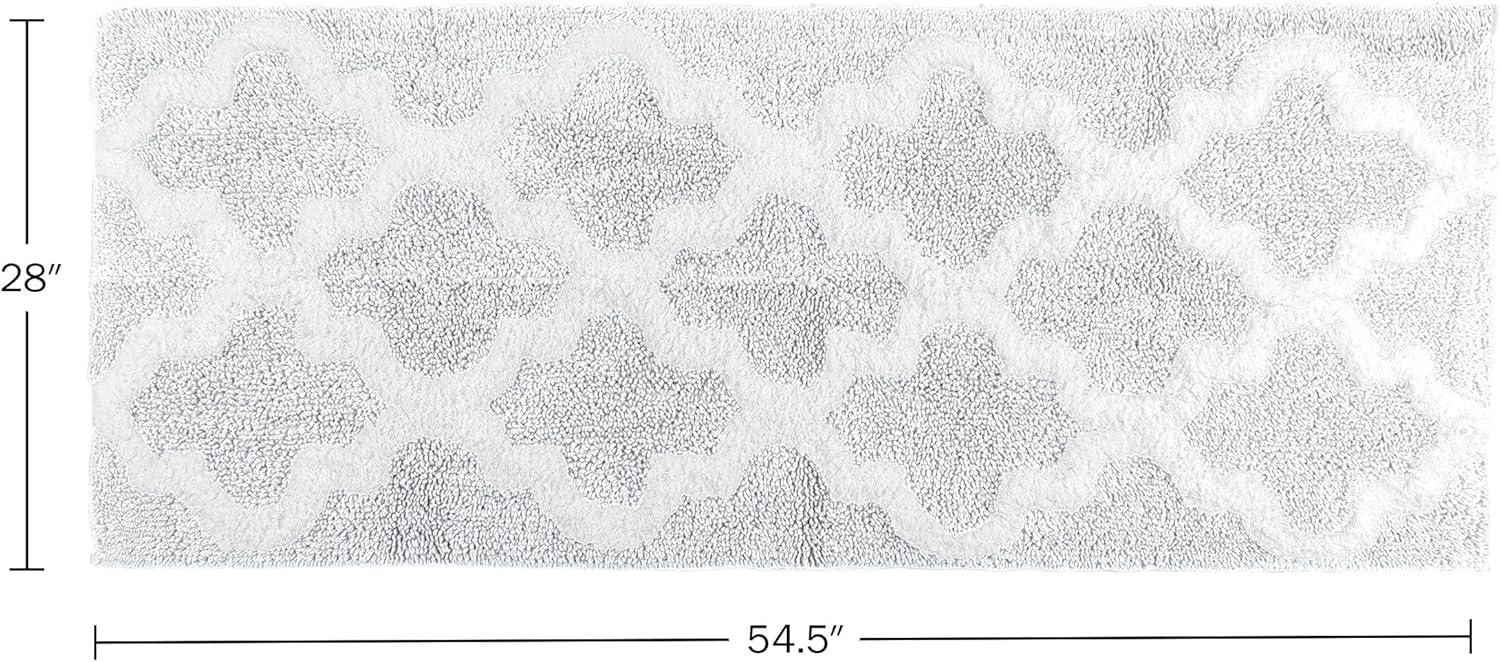 image100 Cotton Bathroom Rug 24x60Inch Bathmat with Trellis Pattern and NonSlip Base Machine Washable Bathroom Rugs by Lavish Home BlackWhite