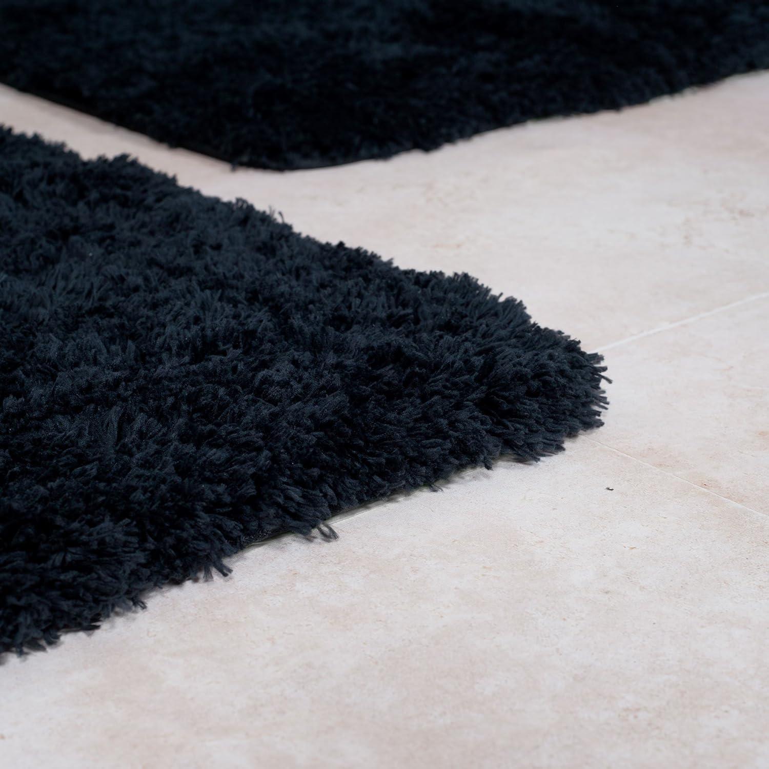 image3Piece Bathroom Rug Set NonSlip Bath Mat Set with Bath Rug Contour Mat and Toilet Lid Cover Machine Washable Mats by Lavish Home BlackBlack