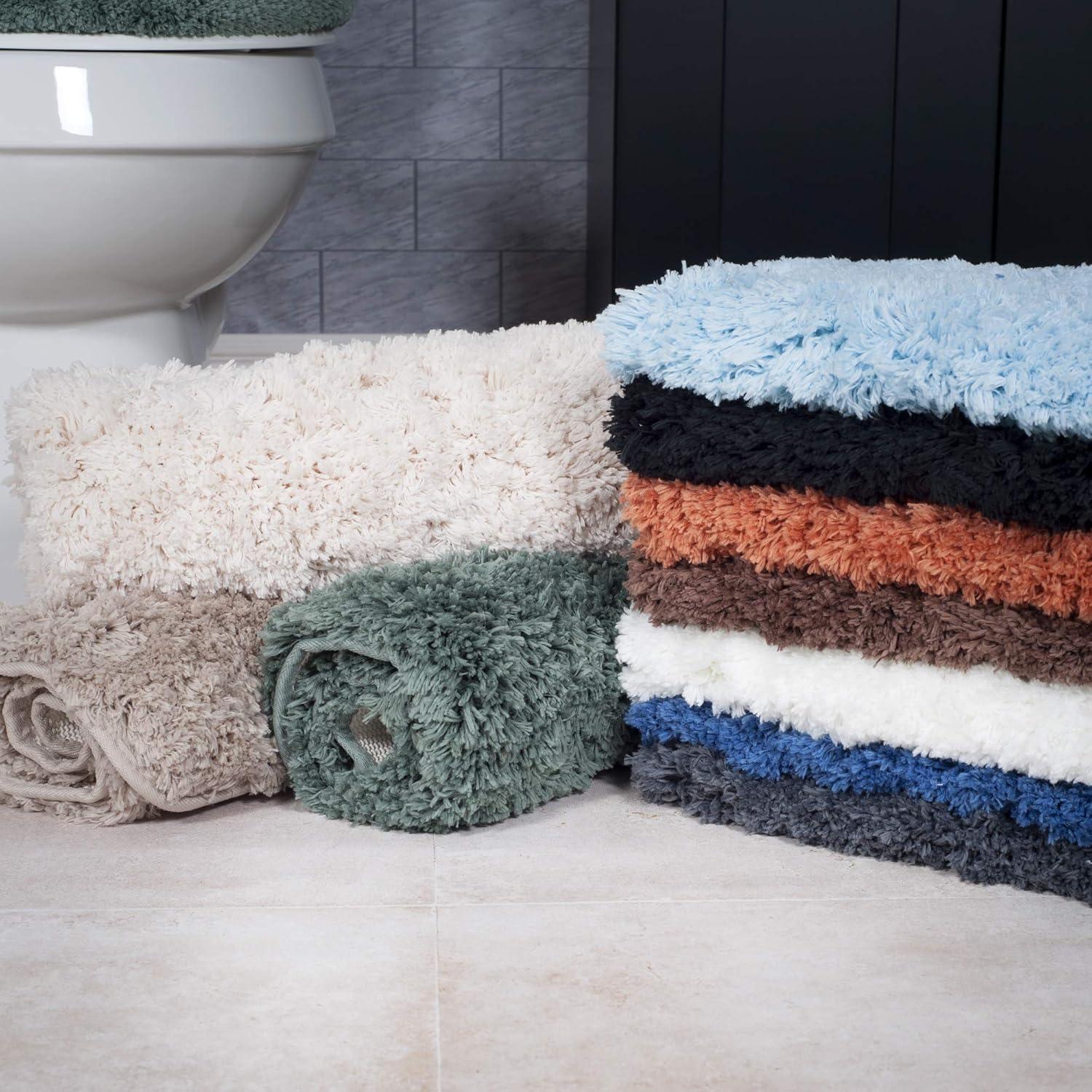 image3Piece Bathroom Rug Set NonSlip Bath Mat Set with Bath Rug Contour Mat and Toilet Lid Cover Machine Washable Mats by Lavish Home BlackGreen