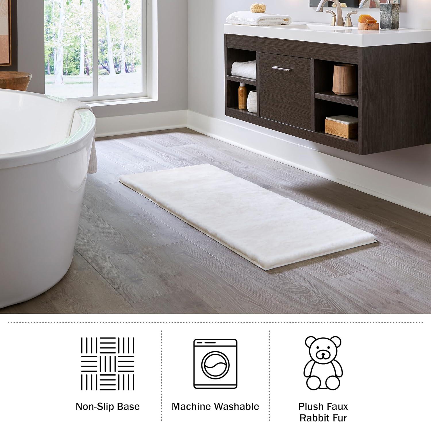image3Piece Bathroom Rug Set NonSlip Bath Mat Set with Bath Rug Contour Mat and Toilet Lid Cover Machine Washable Mats by Lavish Home BlackIvory