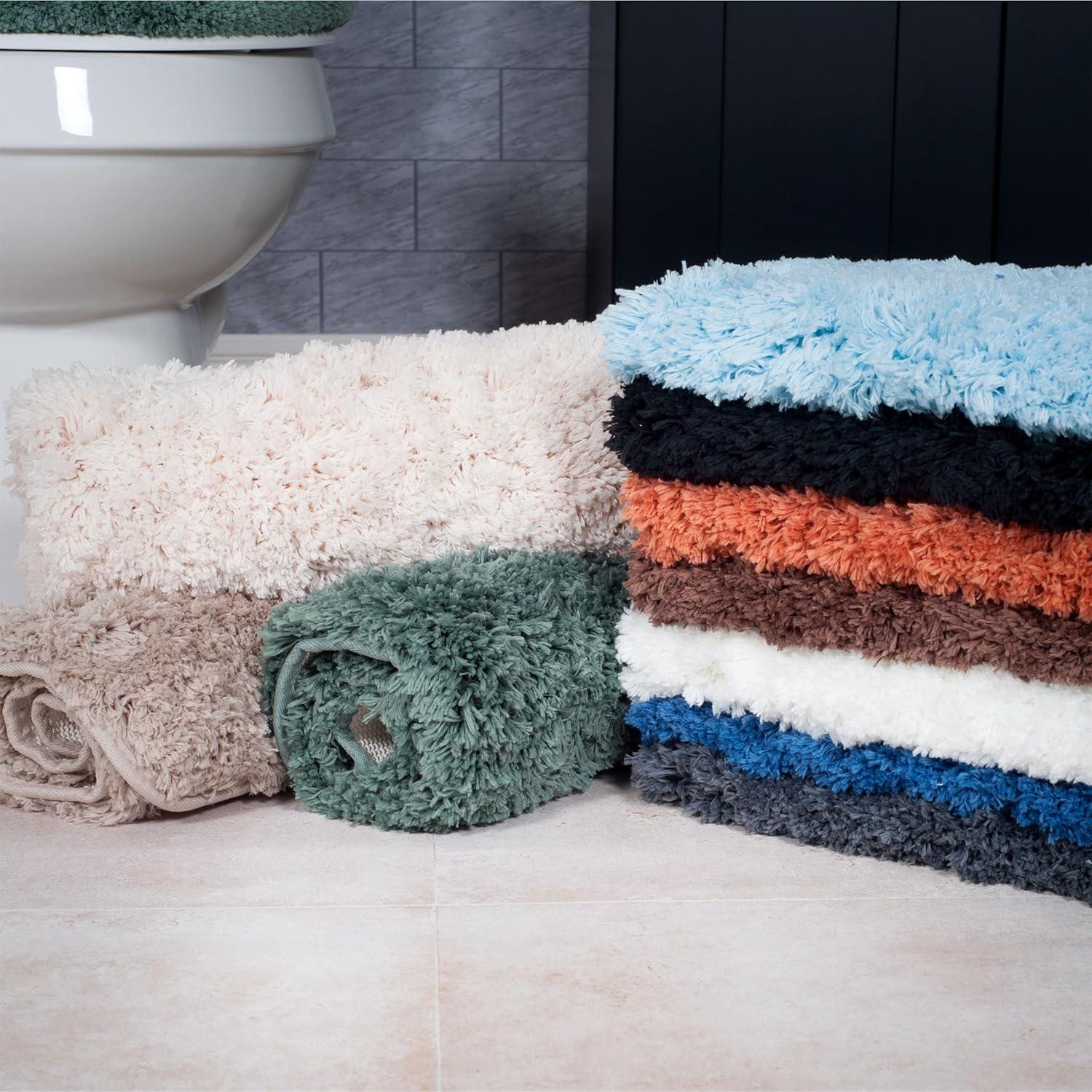 image3Piece Bathroom Rug Set NonSlip Bath Mat Set with Bath Rug Contour Mat and Toilet Lid Cover Machine Washable Mats by Lavish Home BlackTaupe