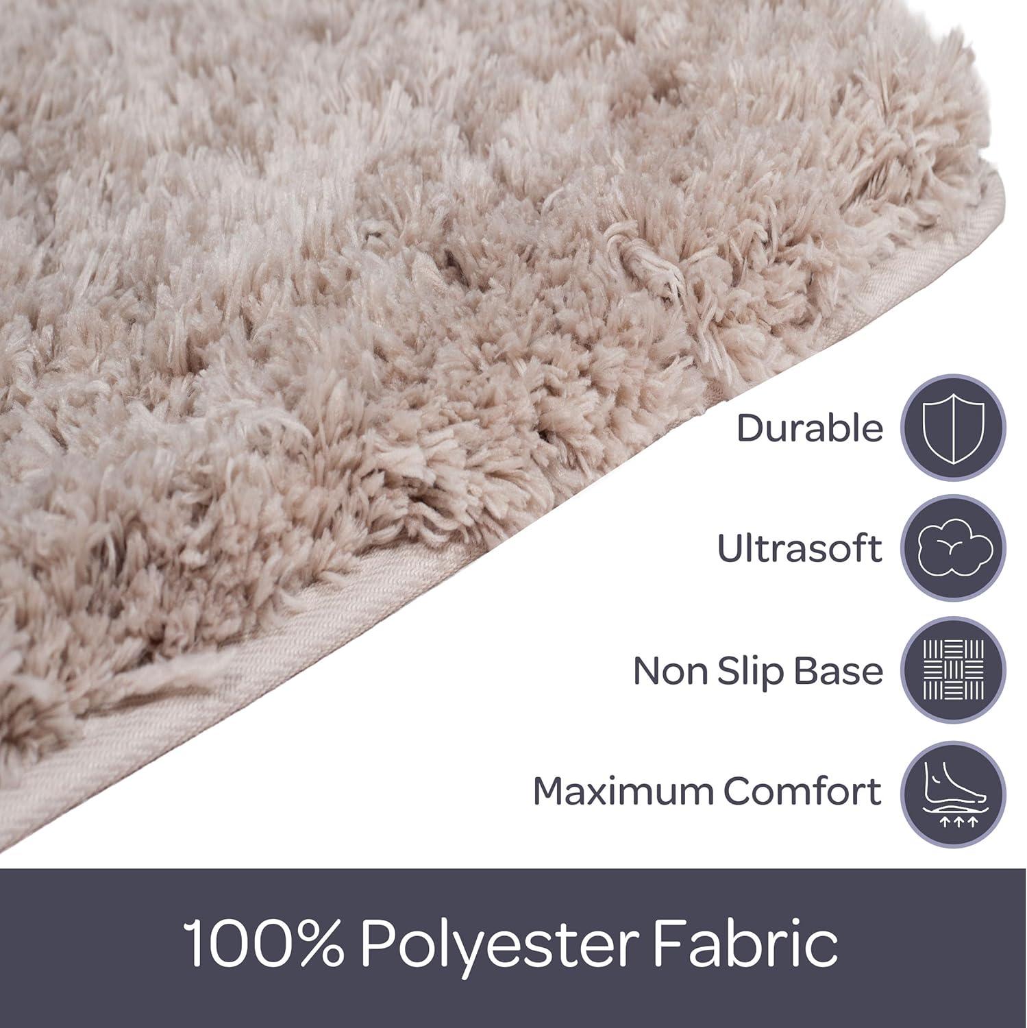 image3Piece Bathroom Rug Set NonSlip Bath Mat Set with Bath Rug Contour Mat and Toilet Lid Cover Machine Washable Mats by Lavish Home BlackTaupe