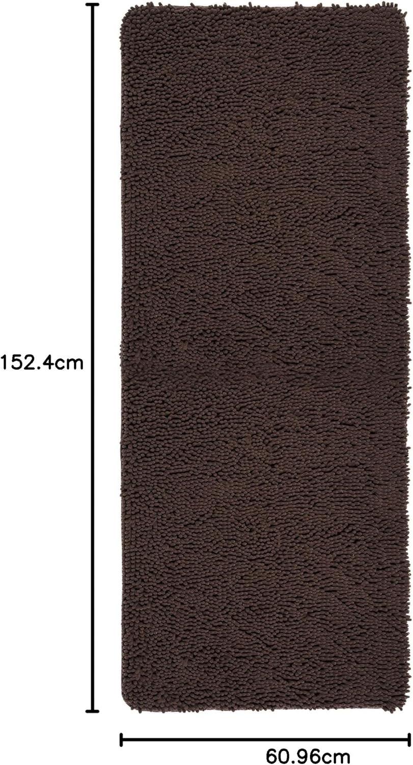 imageBath Mat 58x24Inch Bathroom Runner with NonSlip Backing Absorbent HighPile Chenille Memory Foam Bathroom Rug by Lavish Home WhiteChocolate