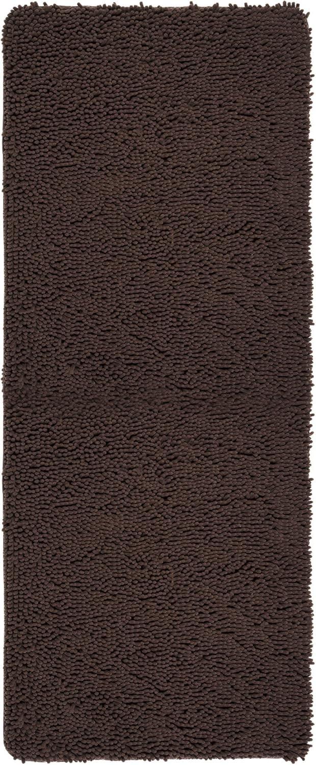 imageBath Mat 58x24Inch Bathroom Runner with NonSlip Backing Absorbent HighPile Chenille Memory Foam Bathroom Rug by Lavish Home WhiteChocolate