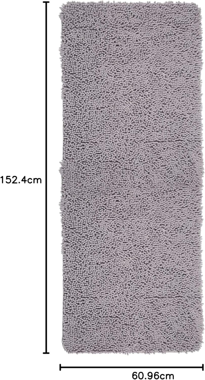 imageBath Mat 58x24Inch Bathroom Runner with NonSlip Backing Absorbent HighPile Chenille Memory Foam Bathroom Rug by Lavish Home WhiteGrey