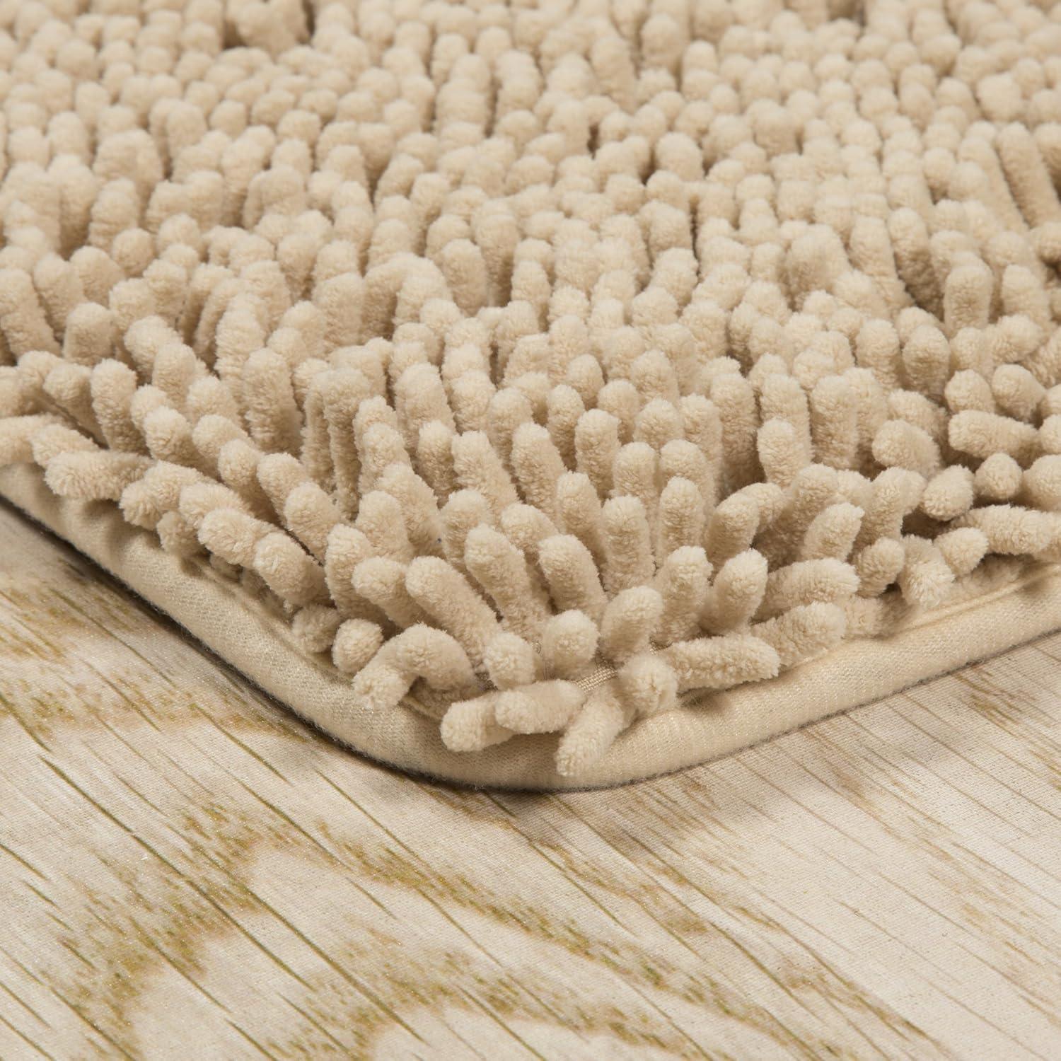 imageBath Mat 58x24Inch Bathroom Runner with NonSlip Backing Absorbent HighPile Chenille Memory Foam Bathroom Rug by Lavish Home WhiteIvory