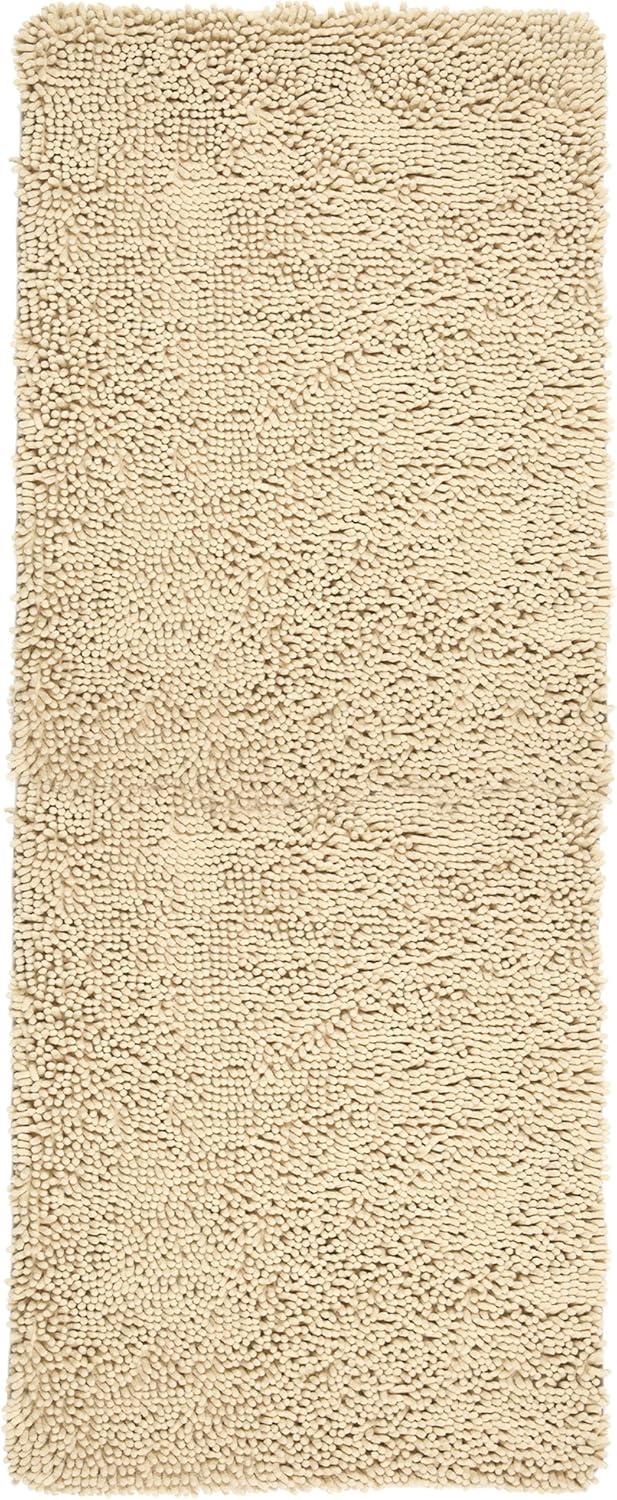 imageBath Mat 58x24Inch Bathroom Runner with NonSlip Backing Absorbent HighPile Chenille Memory Foam Bathroom Rug by Lavish Home WhiteIvory