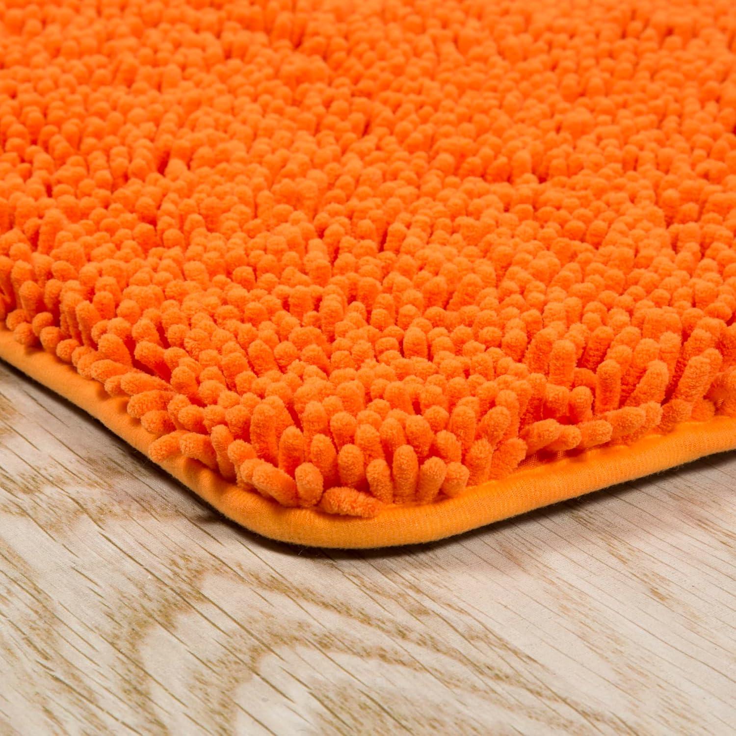 imageBath Mat 58x24Inch Bathroom Runner with NonSlip Backing Absorbent HighPile Chenille Memory Foam Bathroom Rug by Lavish Home WhiteOrange