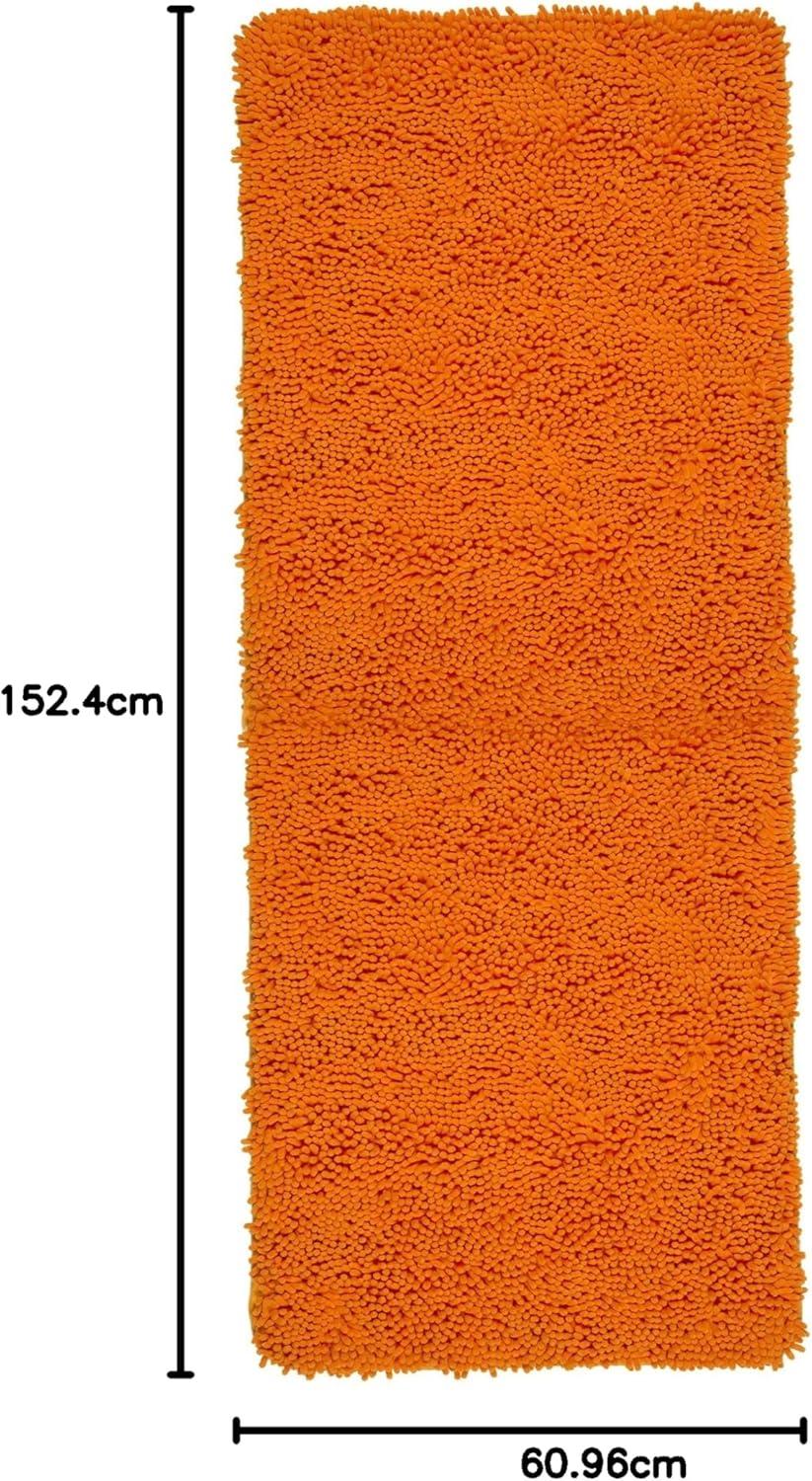 imageBath Mat 58x24Inch Bathroom Runner with NonSlip Backing Absorbent HighPile Chenille Memory Foam Bathroom Rug by Lavish Home WhiteOrange
