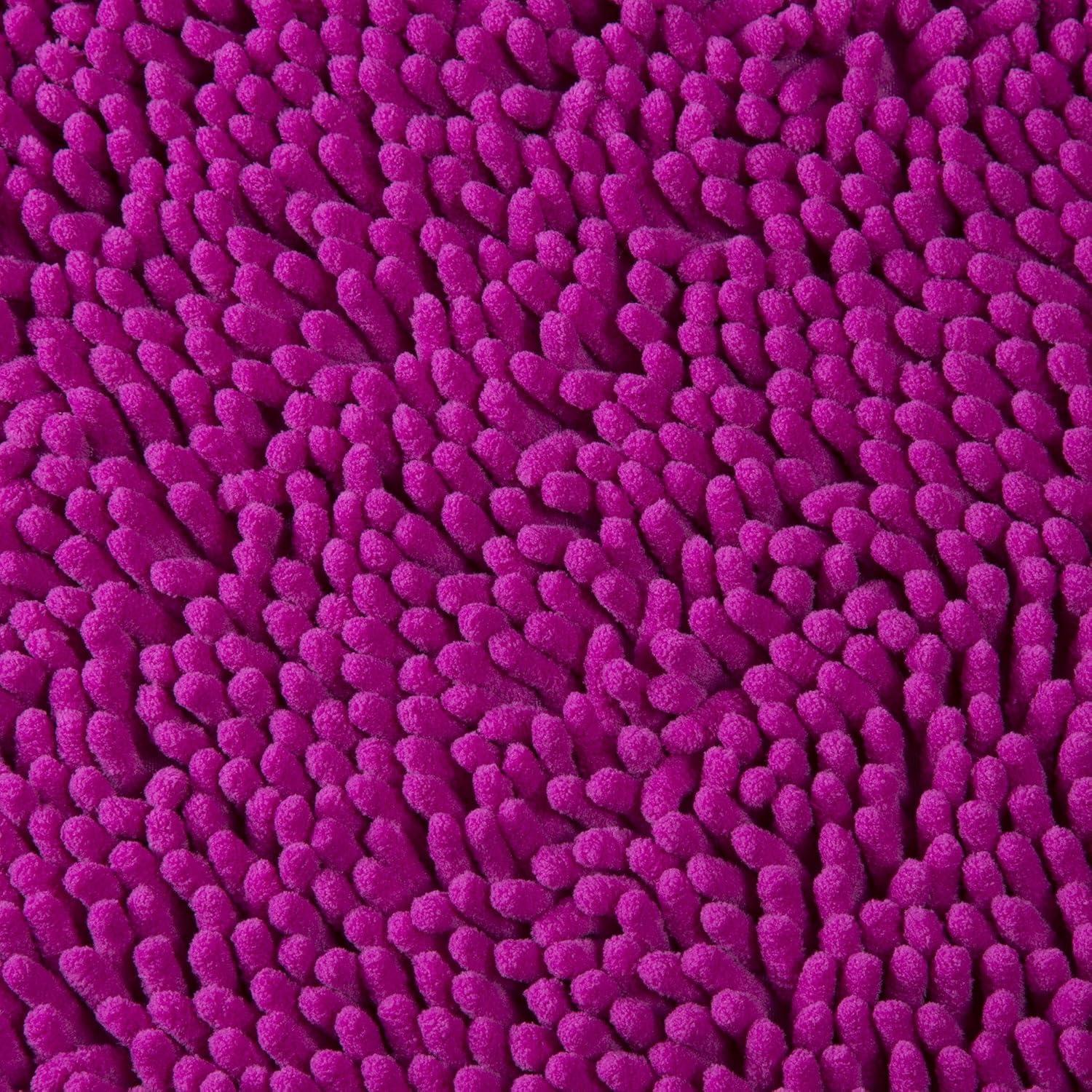 imageBath Mat 58x24Inch Bathroom Runner with NonSlip Backing Absorbent HighPile Chenille Memory Foam Bathroom Rug by Lavish Home WhitePink