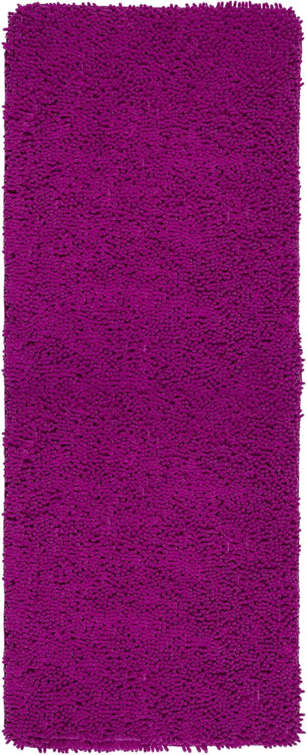 imageBath Mat 58x24Inch Bathroom Runner with NonSlip Backing Absorbent HighPile Chenille Memory Foam Bathroom Rug by Lavish Home WhitePink
